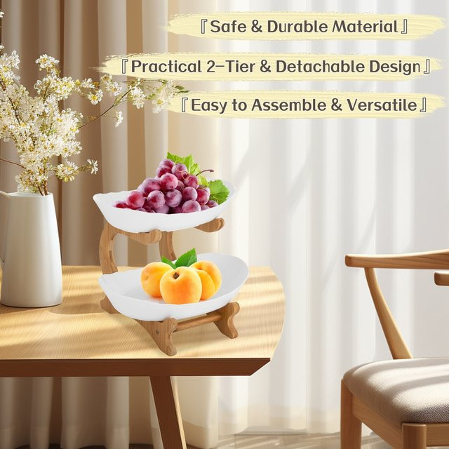 Bymaocar 2-stufige Obstschale als Obstkorbständer und Obsttablett mit abnehmbarem Design für Früchte, Desserts und Süßigkeiten - Bild 1