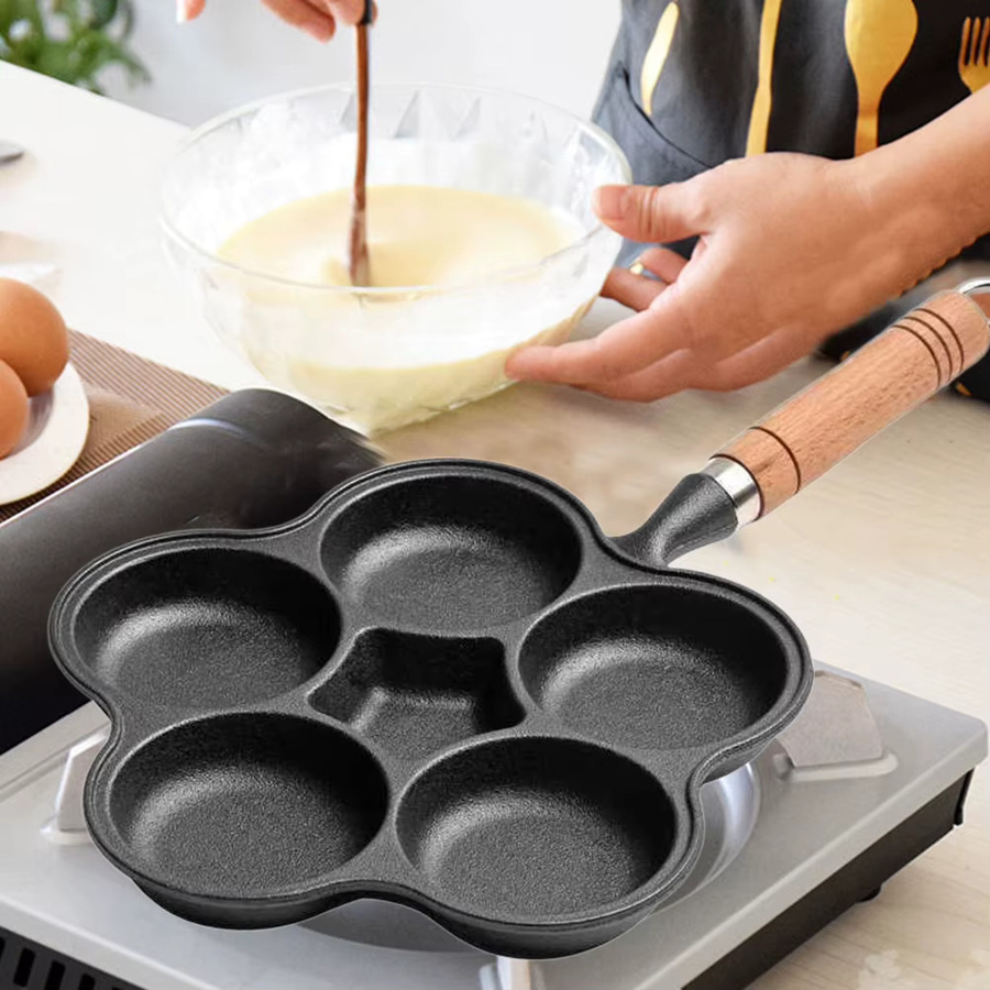 Antihaft Pfanne aus Gusseisen mit 1-7 Löchern für Eier, Omelett und Kuchen in Schwarz - Bild 2