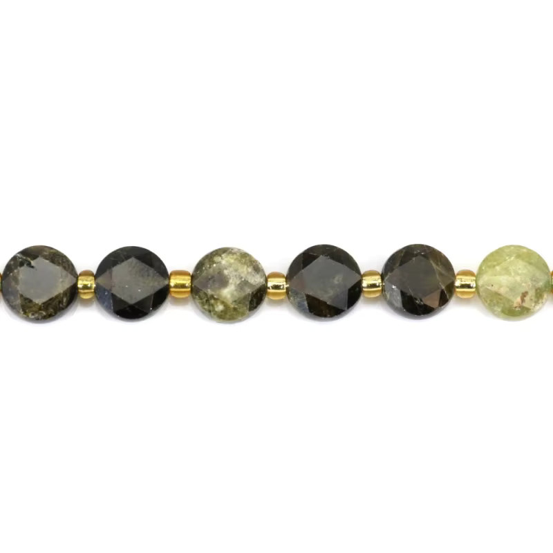 Perlenstrang Grüner Granat, facettiert, rund, 8 mm - Bild 2