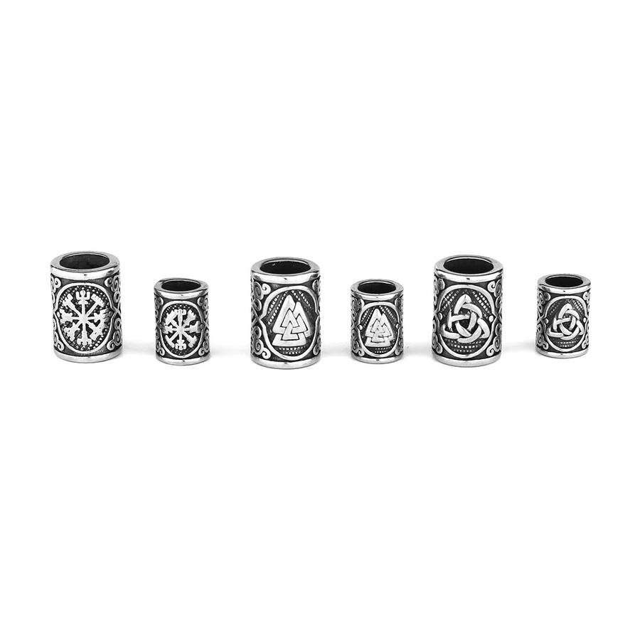 Viking Rune Perlen Edelstahl, 6mm 8mm, Unisex - Bild 2