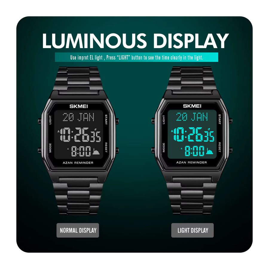 Skmei Digitaluhr, Chronograph, Edelstahl, Schwarz, Silber, Herren - Bild 2