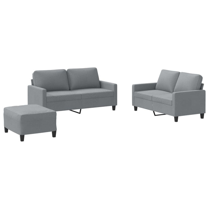 Vidaxl 3-teiliges Lounge-Set in Grau mit Stoffbezug im modernen Design - Bild 2