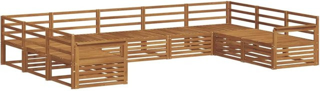 vidaXL Sofagarnitur 9-teilig aus Akazie Massivholz in Natur Braun mit modernem Latten-Design in U-Form - Bild 1