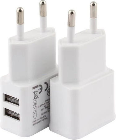 Mrgabwte Dual-USB-Ladegerät 5V 2A mit EU-Stecker für Xiaomi und Huawei, Wandladegerät mit 2 USB-A Anschlüssen