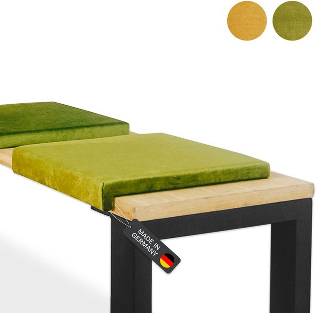 Lycce Klemmkissen Sitzkissen mit 1 Leiste aus Samt in Senf Oliv, B/T/H: 40 x 35 x 6 cm - Bild 1