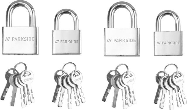 Parkside 2er Set Kombination-Vorhängeschlösser mit Stahlkabel in Silber - Bild 1