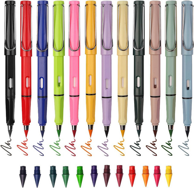 Kolorowys Forever 12-Farben-Bleistift Set, abwischbarer und langlebiger tintenloser Bleistift für Skizzen und Zeichnungen in Multicolor - Bild 1