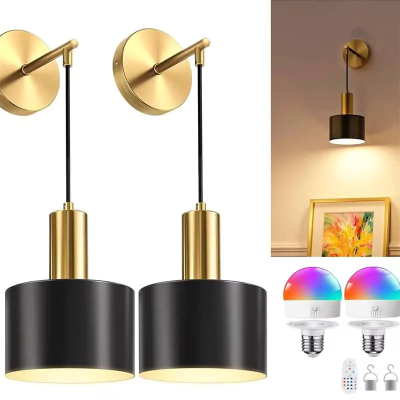 CETANT Drahtlose LED Wandleuchte mit RGB-Farbeffekt, wiederaufladbar, Gold/Messing, inklusive Fernbedienung für Wohnzimmer, Schlafzimmer, Flur und Badezimmer - Bild 6