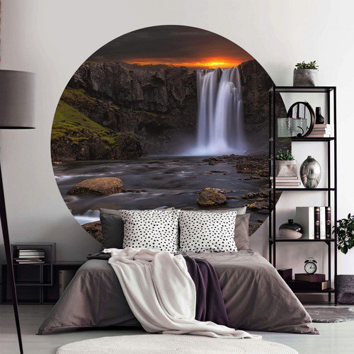 K&L Wall Art Vliestapete Cuadrado Wasserfall Natur, runde Wandgestaltung in Mehrfarbig und Matt - Bild 3