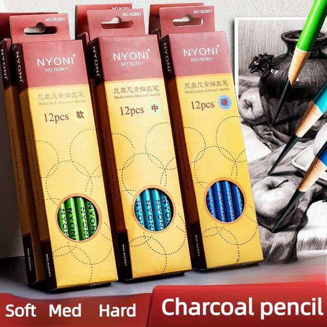 Professionelles Skizzen-Kohlestift-Set mit weichen und mittelharten Stiften in Multicolour für Zeichnungen und Schattierungen - Bild 1