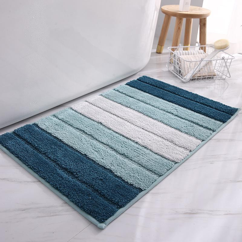 Rutschfeste und saugfähige Badematte von Yiran Furniture im nordischen Streifen-Design, Blau/Grau, B: 46 cm, T: 71 cm - Bild 2