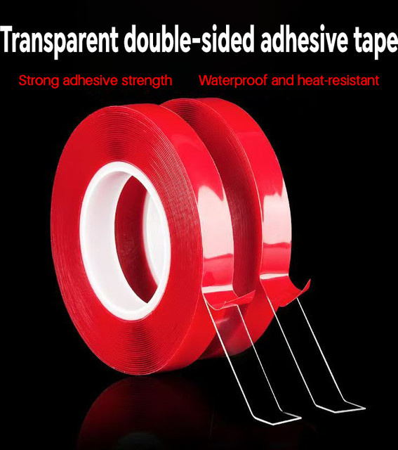 3M Acrylschaumband doppelseitig, klar, mit roter Folie, Länge: 3 m, Breite: 6 mm bis 20 mm - Bild 1