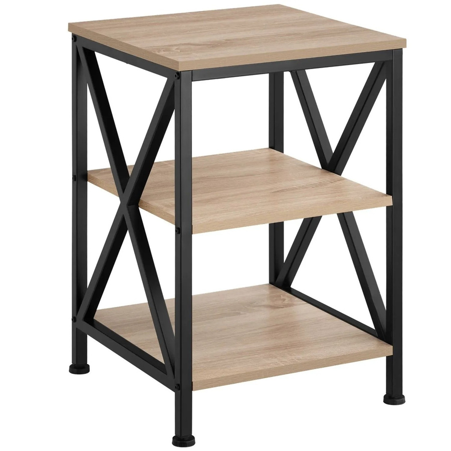 tectake Beistelltisch im Industrial Style mit 3 Ablagen aus Stahl und Holzoptik in Braun und Schwarz, B/T/H: 40,5 x 40,5 x 60,5 cm - Bild 3