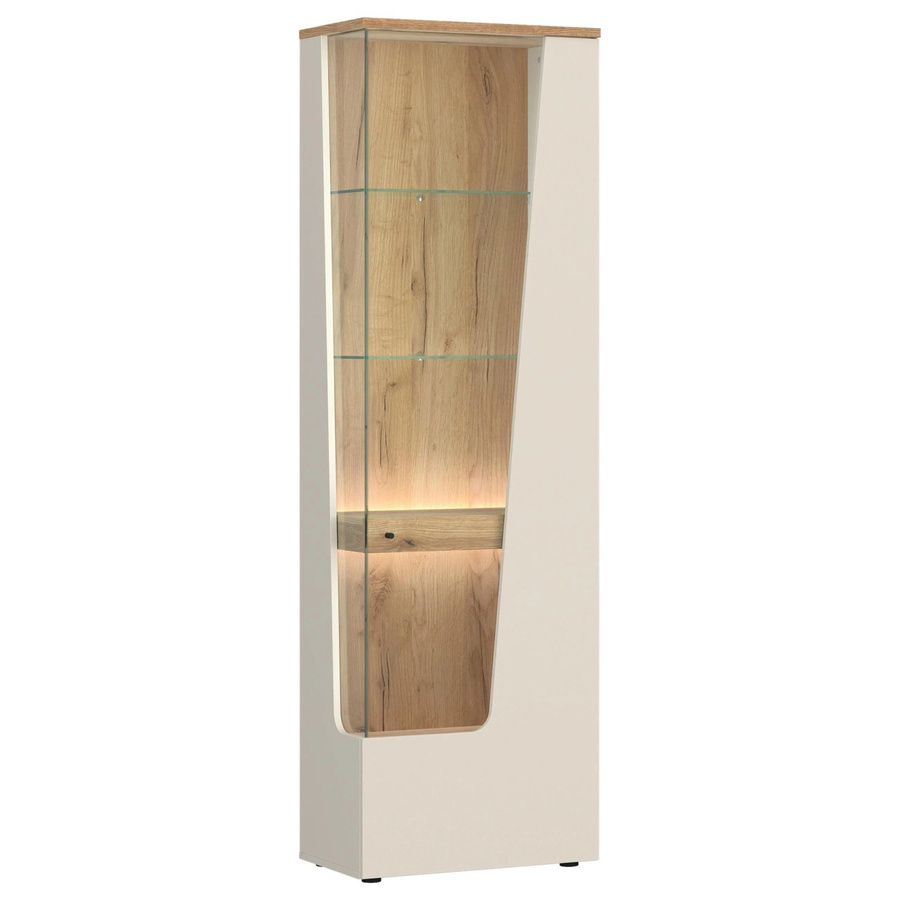 Premium Living Vitrine Cut Out in Kaschmir und Eiche mit Glastüren und integrierter Beleuchtung, Breite: 60 cm, Höhe: 198 cm, Tiefe: 40 cm - Bild 2