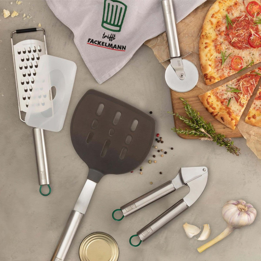 Fackelmann Pizza-Set München, 4-teilig aus Edelstahl in Silber, Grau und Grün - Bild 2