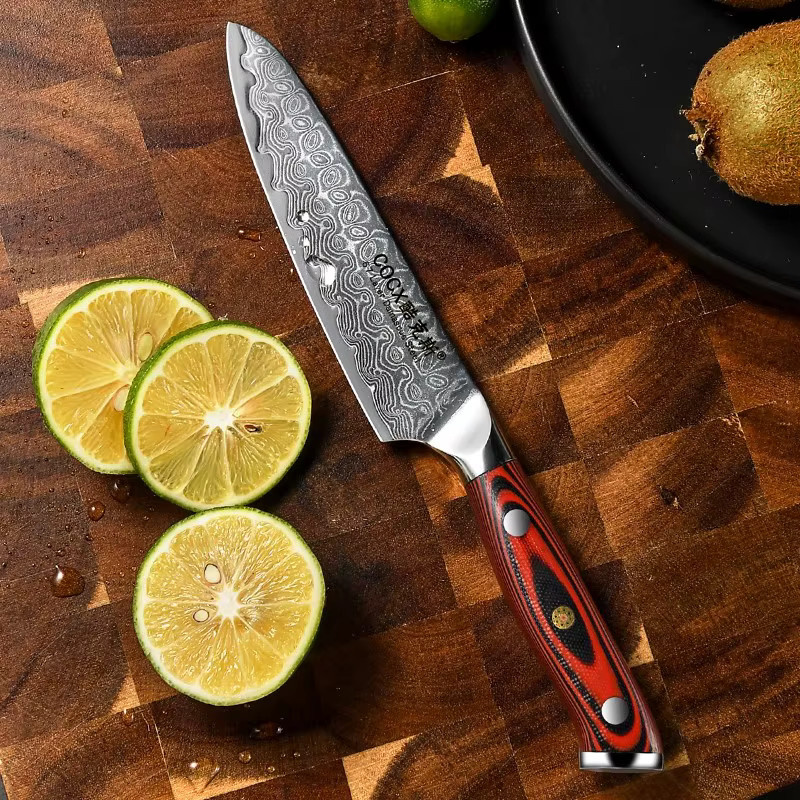 Damast-Allzweckmesser aus Premium-Stahl mit Holzgriff in Silber - Bild 2