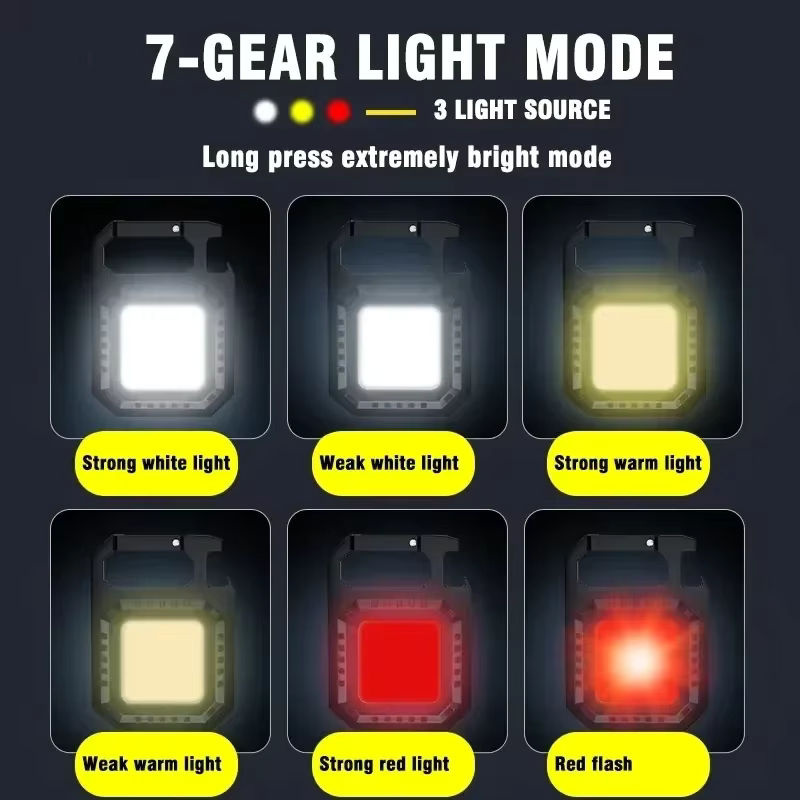 30er Set KDULIT Mini LED Schlüsselbund Taschenlampen mit COB-Licht, USB-ladbar, Schwarz, für Camping und Angeln - Bild 4