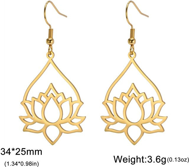 Ohrringe Lotusblume, Edelstahl, Gold, Damen - Bild 1