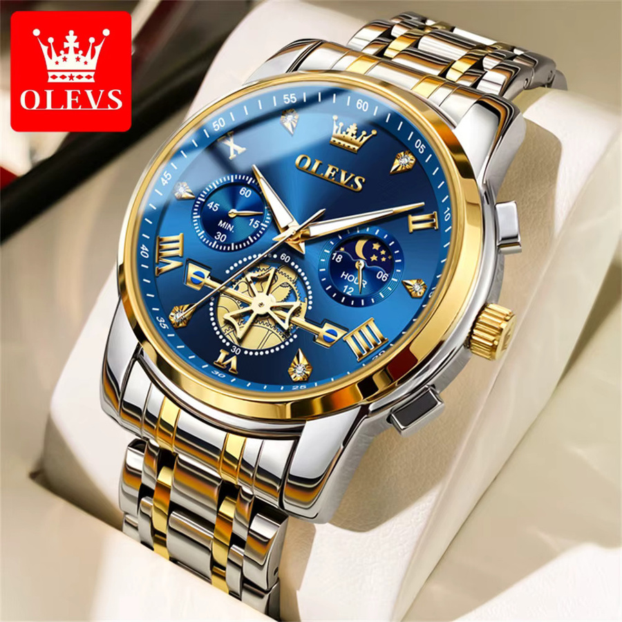 OLEVS Armbanduhr, Quarz, Edelstahl, 42 mm, Herren, Mondphase - Bild 2