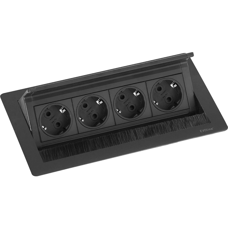 EVOline Flip Top Push M Versenkbare 4-Fach Einbausteckdose Schwarz - Bild 2