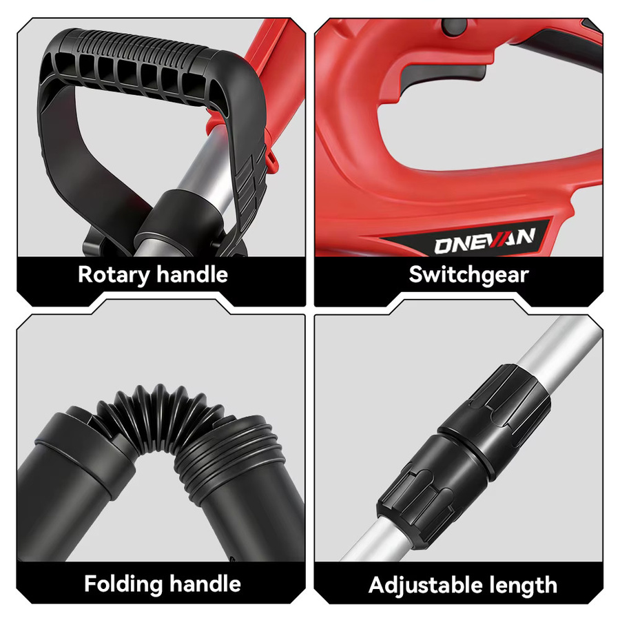 ONEVAN Akku-Rasentrimmer 10 Zoll bürstenlos mit 36000 U/min, rot, kompatibel mit Makita 18V LXT Akku - Bild 4