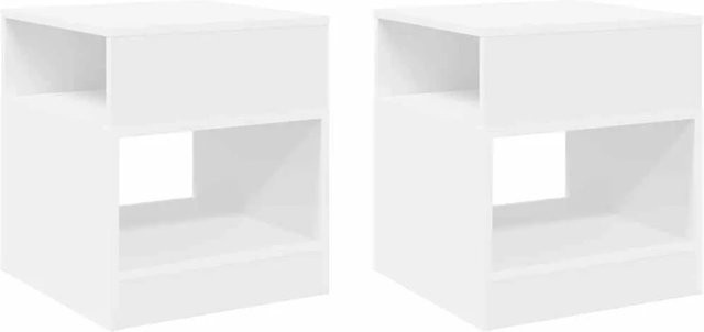 vidaXL Beistelltisch Set 2 Stück Weiß B/T/H: 40 x 40 x 45 cm aus Holzwerkstoff - Bild 1