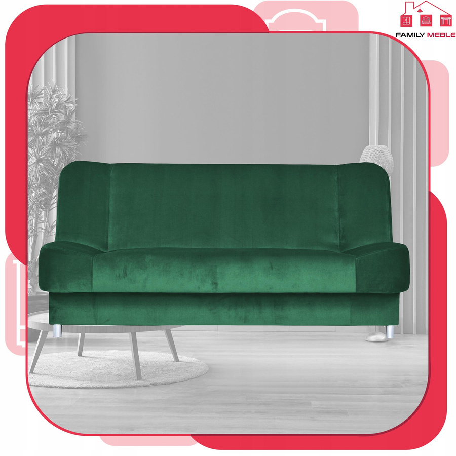 Schlafsofa Sara von Family Möbel in Grün mit Bonellfedern und Bettkasten, ausklappbares Sofa und Bett - Bild 3
