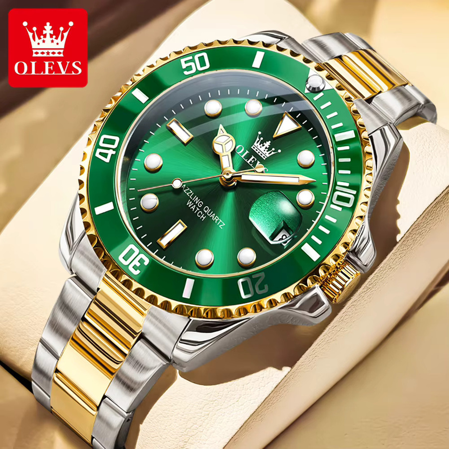 OLEVS Armbanduhr Quarz, Edelstahl, Grün, Unisex - Bild 1