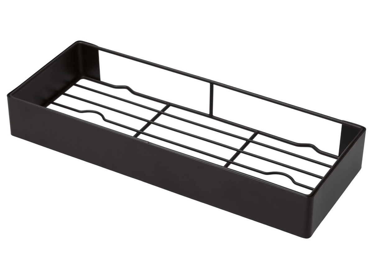 LIVARNO Dusch- und Badeablage aus Metall in Schwarz, 2er-Set, rechteckig und matt - Bild 3
