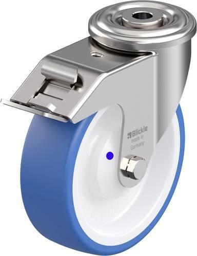Blickle LEXR-POTHS 125XKA-FI Edelstahl-Lenkrolle mit Rad-Durchmesser 125 mm und einer Tragfähigkeit von 150 kg in Blau und Weiß - Bild 1