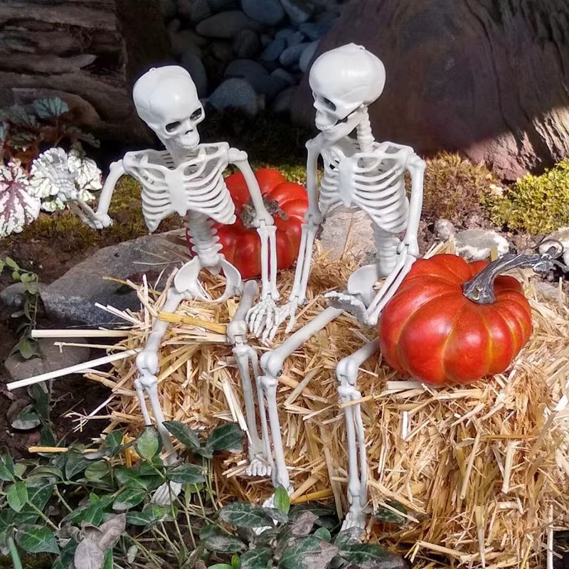 ZQCXLD Halloween Skelett aus weißem Plastik mit beweglichen Knochen als Horror-Deko für deine Party - Bild 2