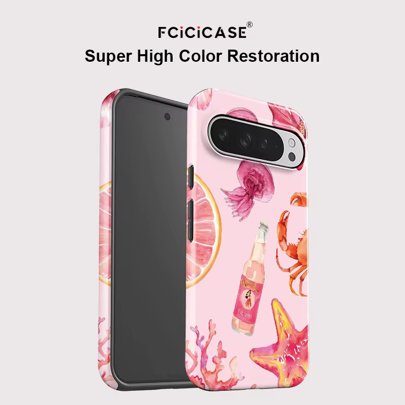 Fcicicase Handyhülle mit Seestern-Flaschendruck für Google Pixel 10 Pro XL 10 9 8 8A 7A matte Acryl-Doppelschicht-Abdeckung - Bild 2