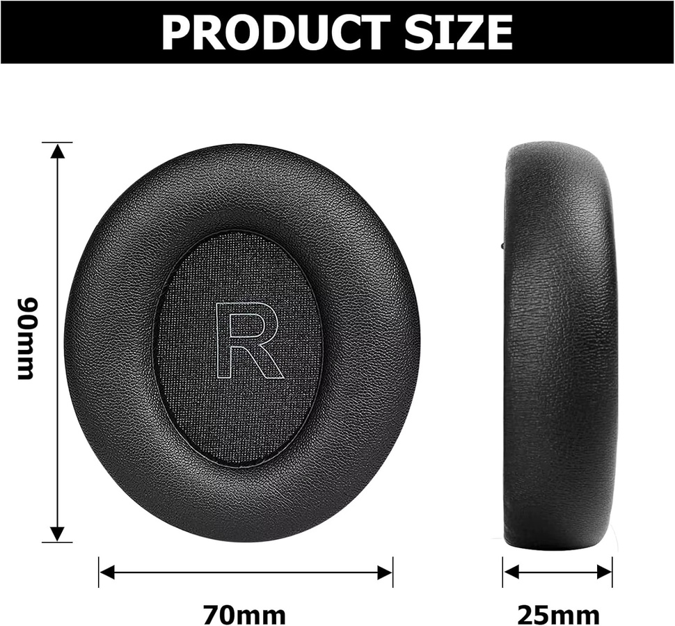 Anker Soundcore Ersatz-Ohrpolster für Life Q30 und Q35 Kopfhörer aus schwarzem Proteinleder mit Memory-Schaum - Bild 3