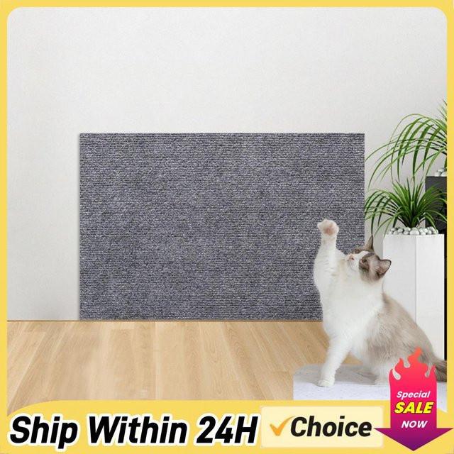 VKTECH Selbstklebende Katzen-Kratzmatte in Grau, zuschneidbarer Kratzteppich als Kratzschutz für Möbel - Bild 1