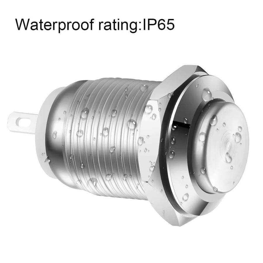 10 Stück AOKIN Druckknopf-Momentschalter aus Edelstahl in Silber, wasserdicht, 12 mm Durchmesser, Ein-Aus-Funktion, 2 A, 12 V/24 V/125 V/250 V, hoher Kopf - Bild 4