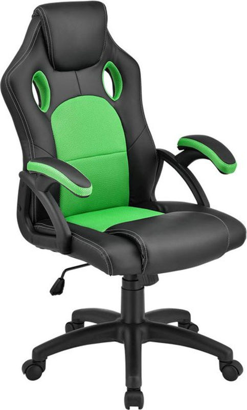 Juskys Racing Schreibtischstuhl Montreal ergonomischer Gaming Stuhl aus Kunstleder in Grün B/T/H: 66 x 70 x 120 cm - Bild 2