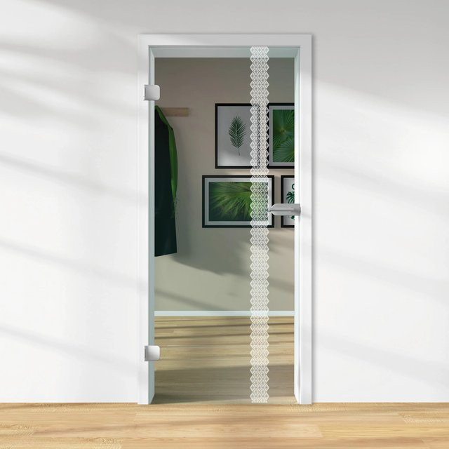 Skyscope Glasdrehtür ESG Floatglas mit Lasermattierung, transparent, DIN Links, H x B x T: 197,2 x 83,4 x 0,8 cm - Bild 1