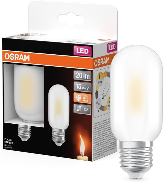 Osram Ledstick Flame Star Stick LED Lampe mit Flammeneffekt, E27, 1W, 1800K, Warmweiß - Bild 1