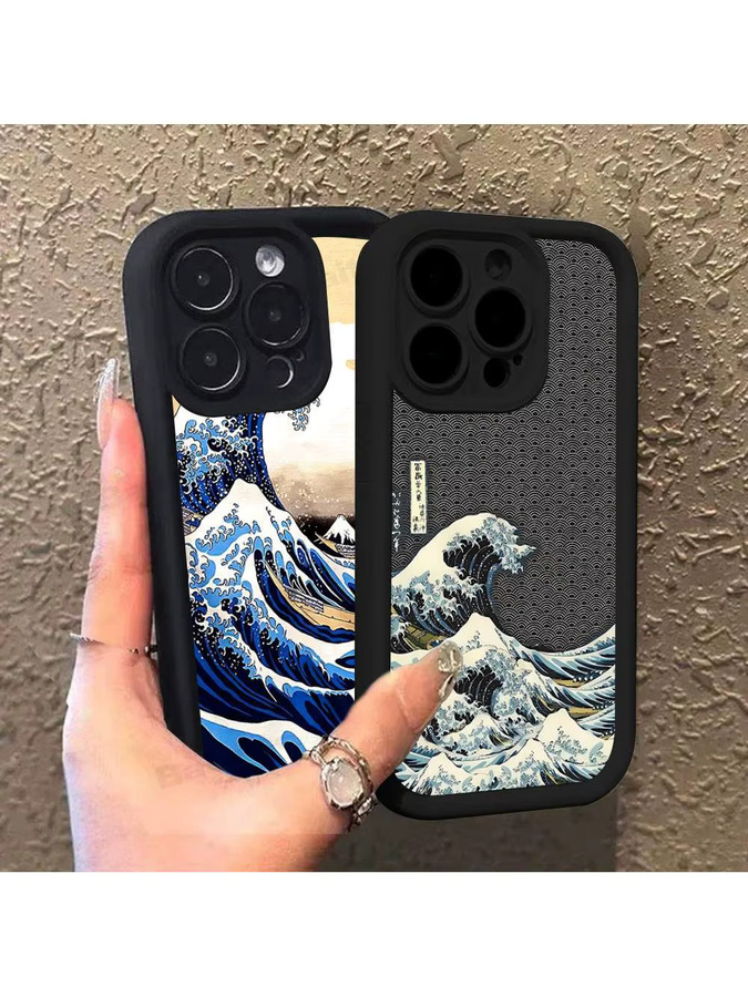 Kanagawa Great Wave Anime Handyhülle für iPhone 11 bis 17 Pro Max Plus Mini Soft Cover in Multicolour - Bild 4