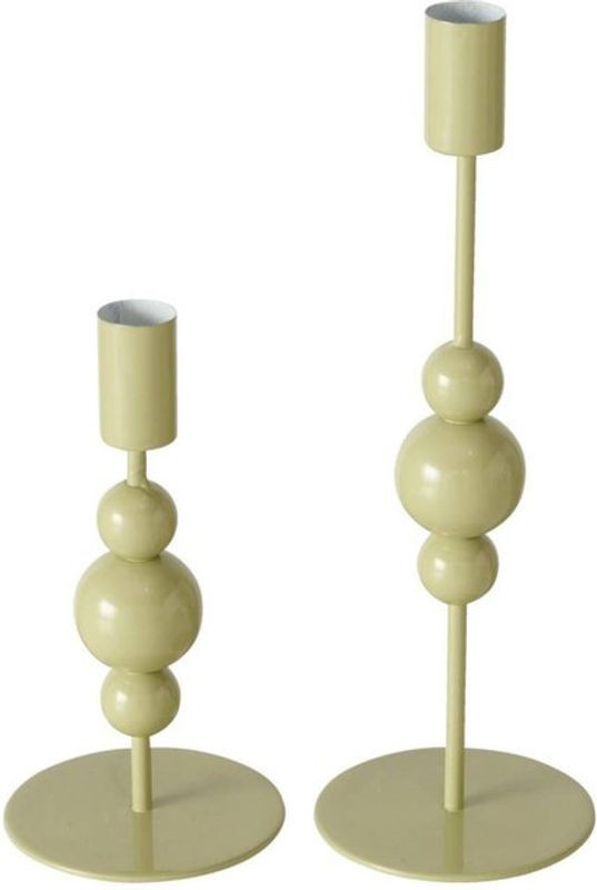Boltze Gruppe Kerzenständer Akesha 2er-Set in Grün aus Metall im Vintage-Design für Tafelkerzen - Bild 1