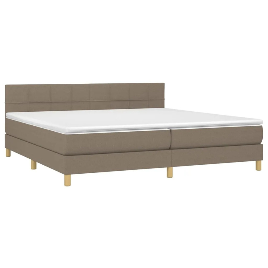 vidaXL Boxspringbett mit Matratze in Beige, Hybrid-Bett mit LED-Unterbettbeleuchtung und USB-Ladeport, B/T: 200 x 200 cm - Bild 2