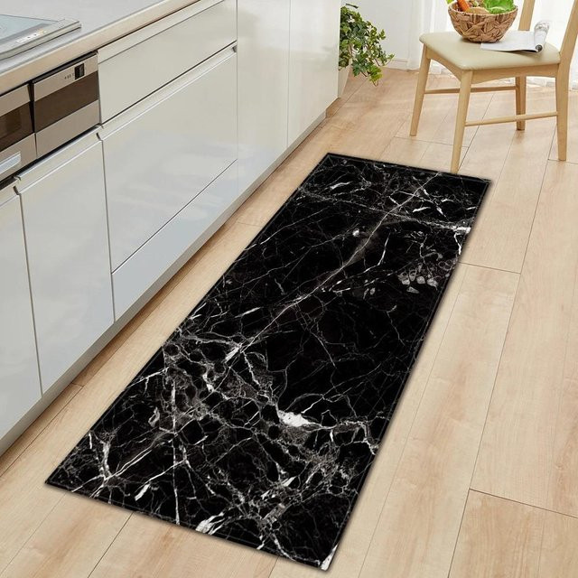 Karpetti Fußmatte in Marmoroptik, Schwarz, B/T: 120 x 40 cm - Bild 1