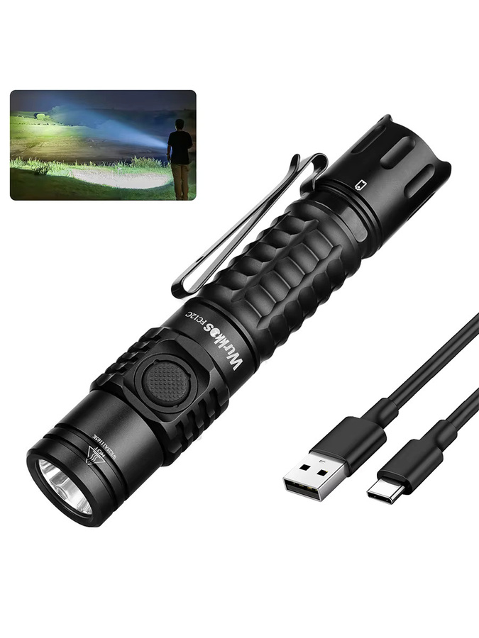 Wurkkos FC12C taktische Taschenlampe mit SFT40 LED, USB-C wiederaufladbar, 1600 Lumen, IP68 wasserdicht, EDC für Notfälle und Rettung - Bild 6