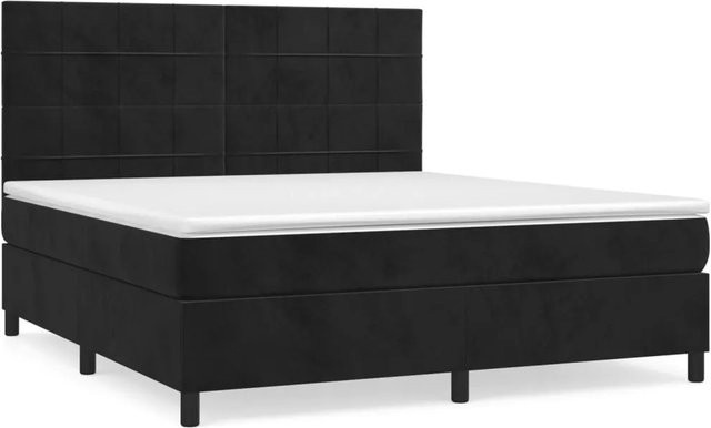 vidaXL Boxspringbett Hybrid mit Matratze und Taschenfederkern, Schwarz, Samt, B/T: 160 x 200 cm - Bild 1