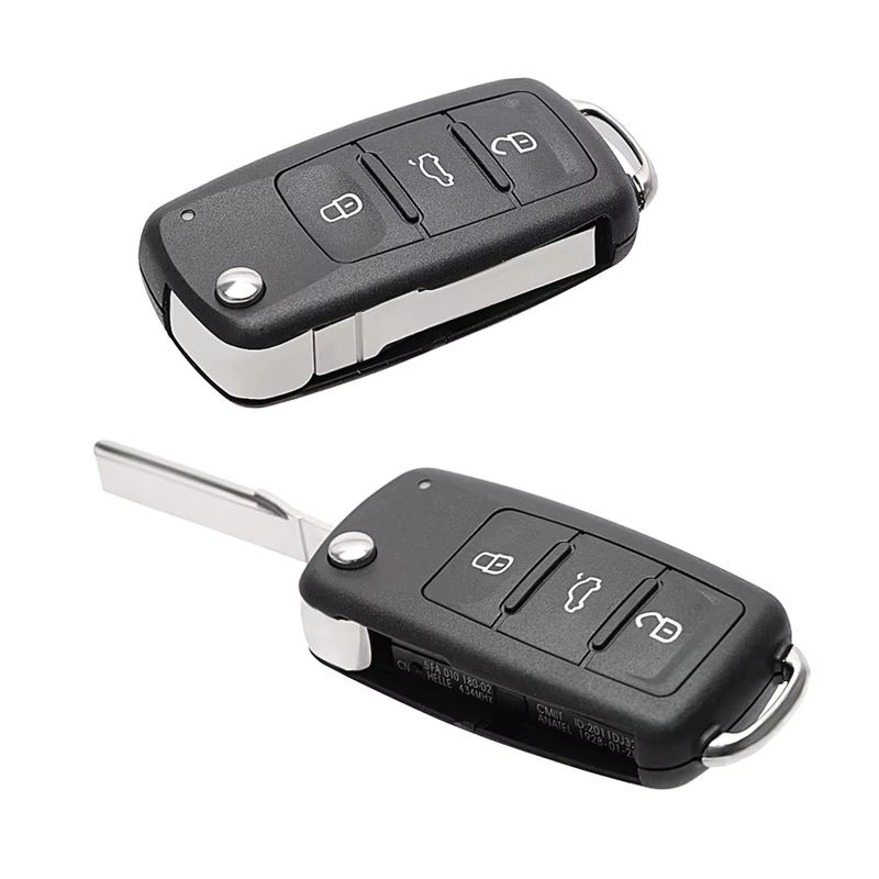 3-Tasten-Fernbedienung Flip-Rohling und Autoschlüsselgehäuse für VW in Schwarz für Golf, Jetta, Polo, Käfer, Caddy, Eos und Scirocco Touran - Bild 3