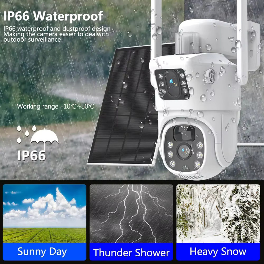 NINIVISION PTZ Sicherheitskamera mit Dual-Objektiv, 8MP 4K Auflösung, Solar-Betrieb und PIR-Personenerkennung, Dual-Band WiFi 5G & 2,4 GHz, Weiß - Bild 4