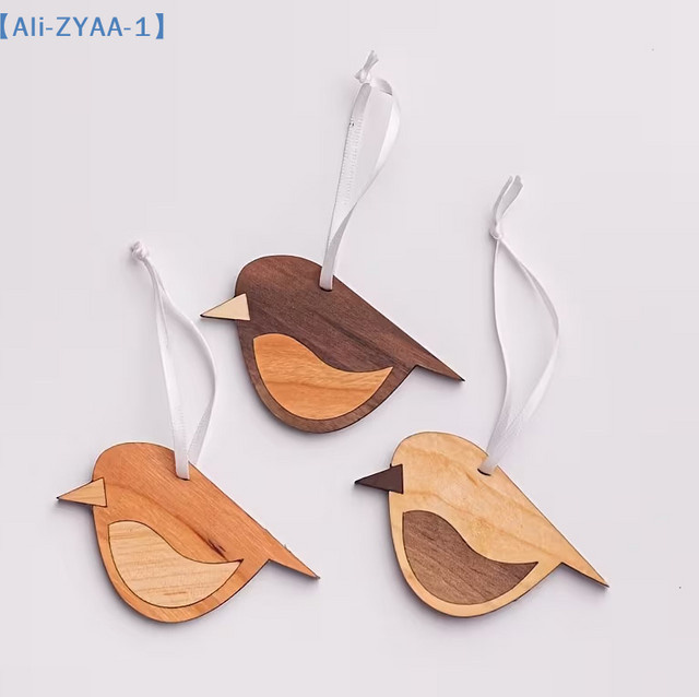 JETTING Hängende Vogel-Dekorationen aus Holz im Vintage-Stil, braun - Bild 1