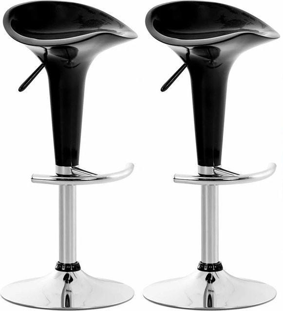DELUKE 2er Set Barhocker CEKOT in Schwarz, höhenverstellbare Barstühle mit 360 Grad Drehsitz im Retro-Look, B/T/H: 37 x 37 x 87 cm - Bild 1