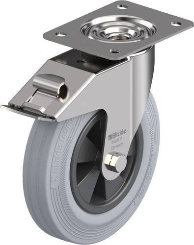 Blickle LEX-VPP 200G-FI-SG Lenkrolle mit Feststeller in Edelstahl und Kunststoff, Rad-Durchmesser: 20 cm, Tragfähigkeit: 205 kg - Bild 1