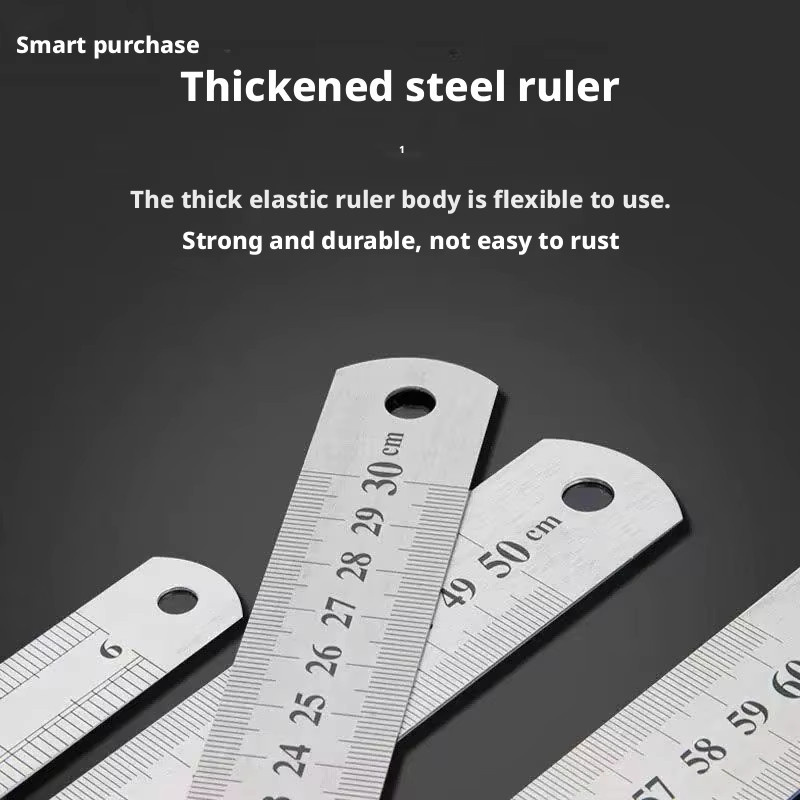 CHUZHAN Edelstahl-Lineal aus Metall in Silber, Länge: 30 cm - Bild 2